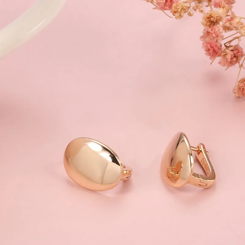 585 Rose Gold Simple Oval Earrings