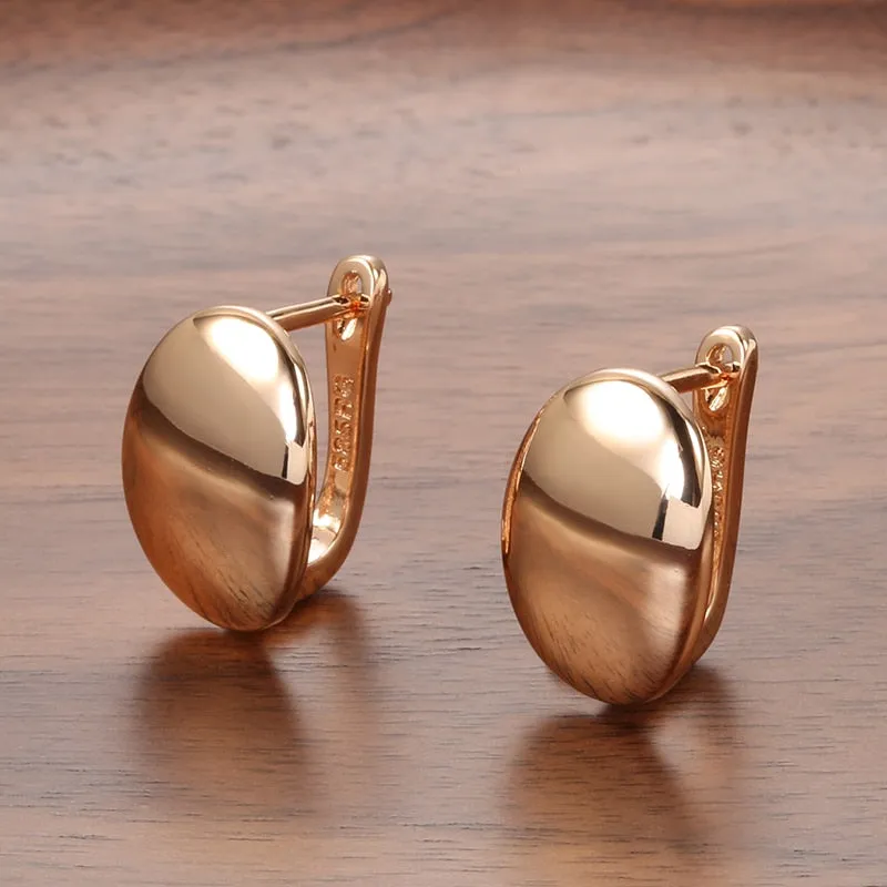 585 Rose Gold Simple Oval Earrings
