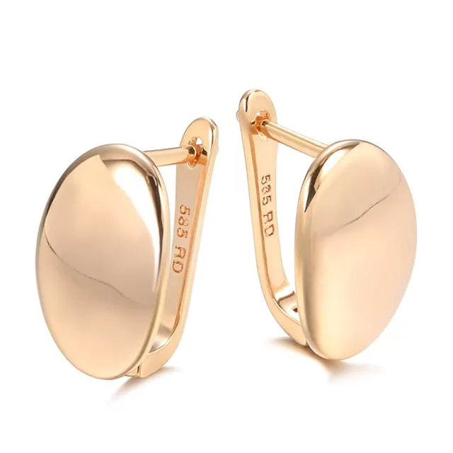 585 Rose Gold Simple Oval Earrings