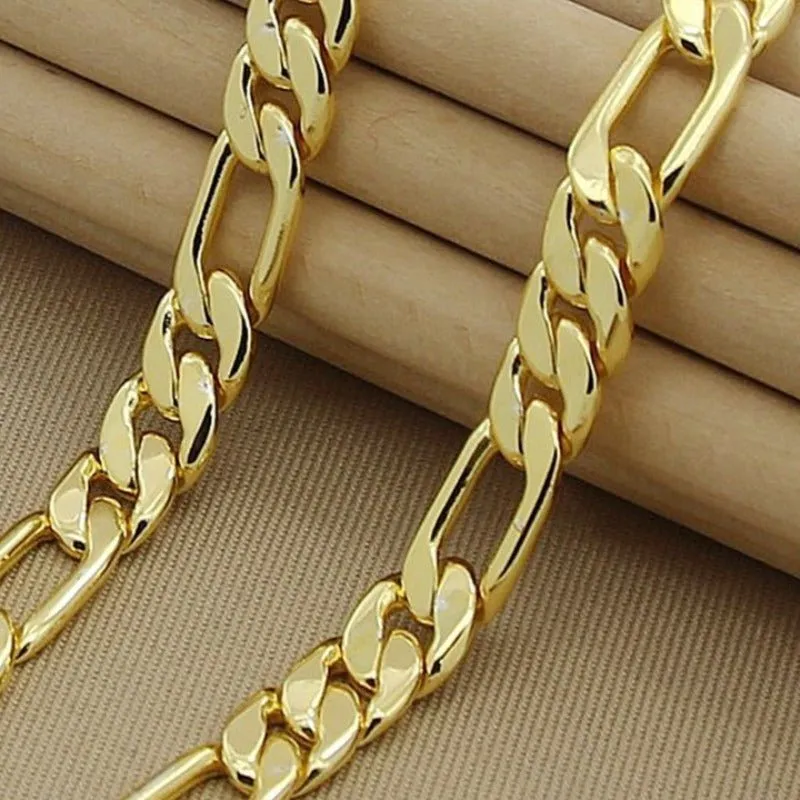 8mm Gold Chain Link Necklace For Women Engagement Jewelry