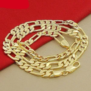 8mm Gold Chain Link Necklace For Women Engagement Jewelry