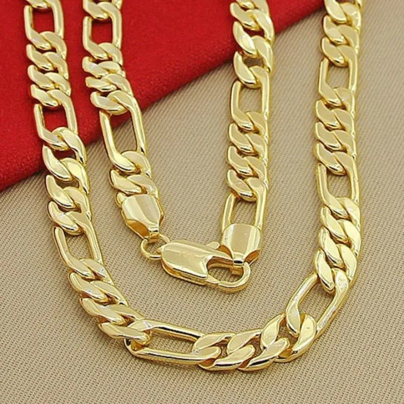8mm Gold Chain Link Necklace For Women Engagement Jewelry