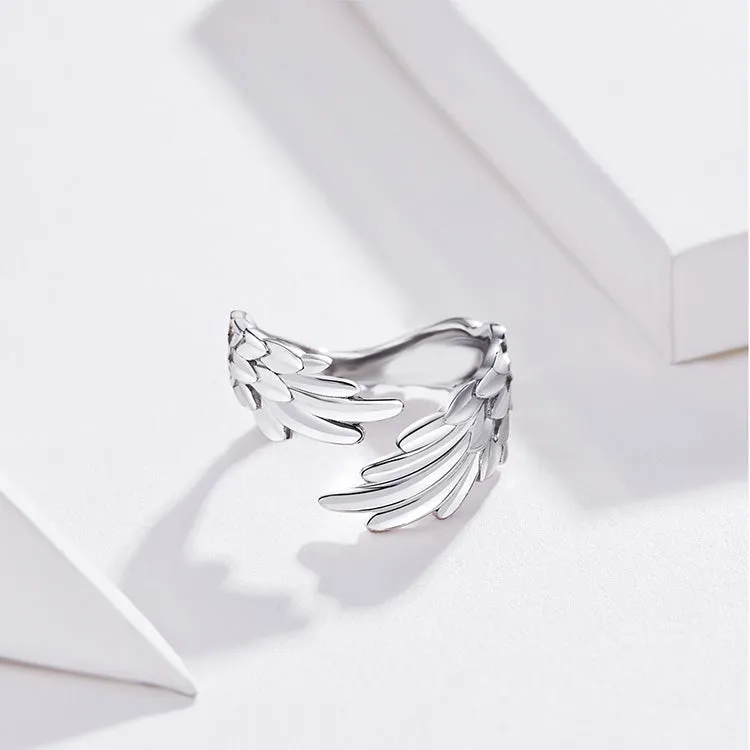 925 Sterling Silver Eagle Wing Shaped Adjustable Ring