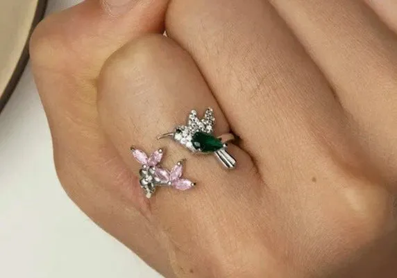 925 Sterling Silver Hummingbird Open Ring