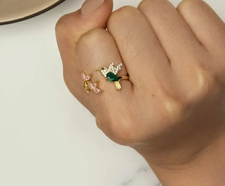 925 Sterling Silver Hummingbird Open Ring