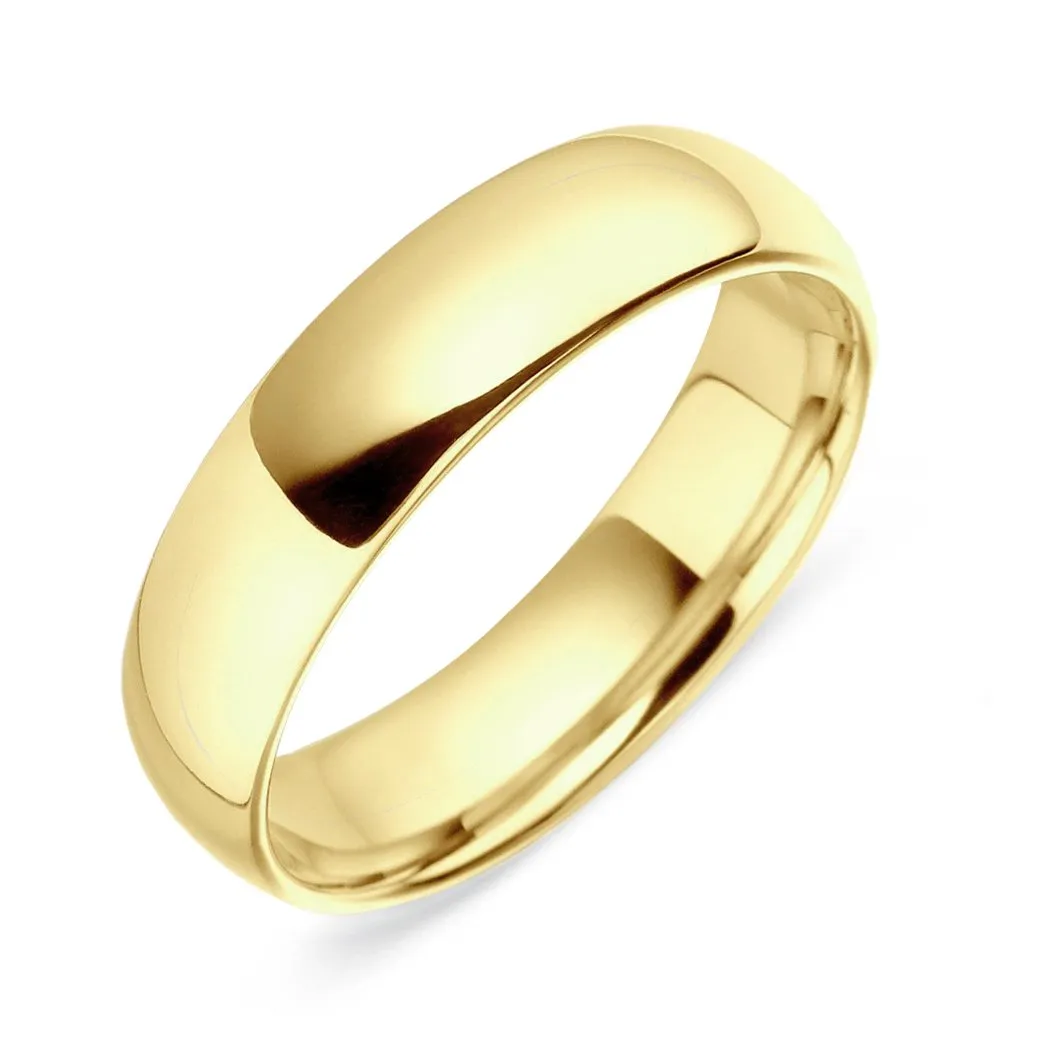 9ct Yellow Gold 6mm Lightweight Court Wedding Ring