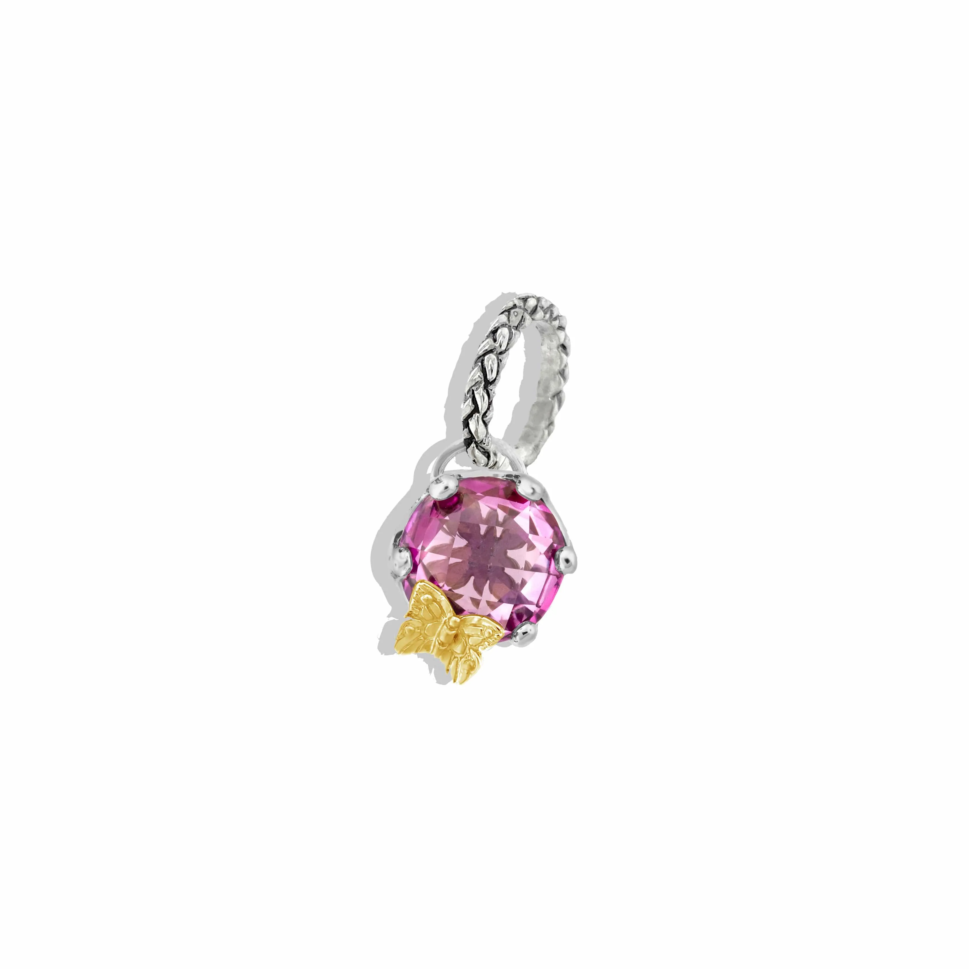 Amethyst Pendant | Gold And Silver Dancing Butterfly Amethyst Charm