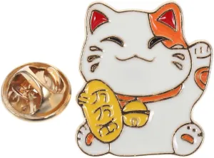 Amosfun Maneki Cat Brooch Pin Cherry Blossom Cat Enamel Pins Cartoon Brooch Pins For Clothes Bags Backpacks Decoration