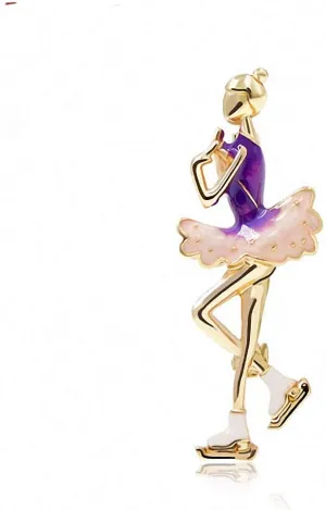 Arrival Cute Figure Skating Girl Brooches Purple Color Enamel Pin Fashion Summer
