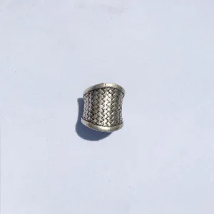 Bande de Vagabonds Silver Toned Mixed Metal Turkish Adjustable Size Woven Patterned Ring