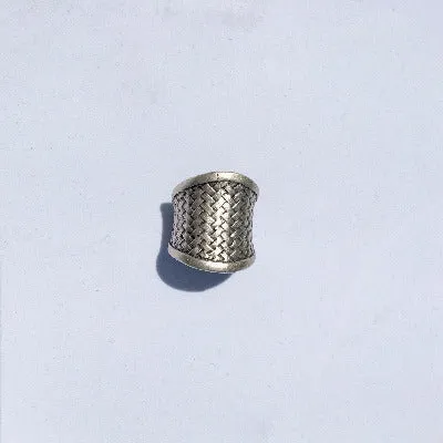 Bande de Vagabonds Silver Toned Mixed Metal Turkish Adjustable Size Woven Patterned Ring