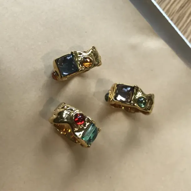 Baroque Bliss Gold-Plated Crystal Rings