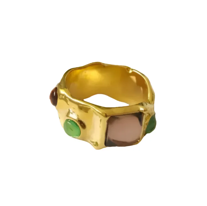 Baroque Bliss Gold-Plated Crystal Rings
