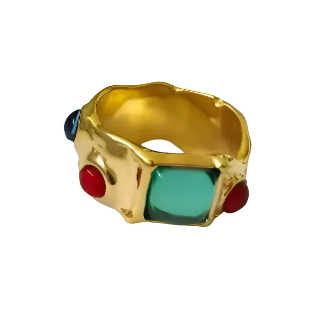 Baroque Bliss Gold-Plated Crystal Rings
