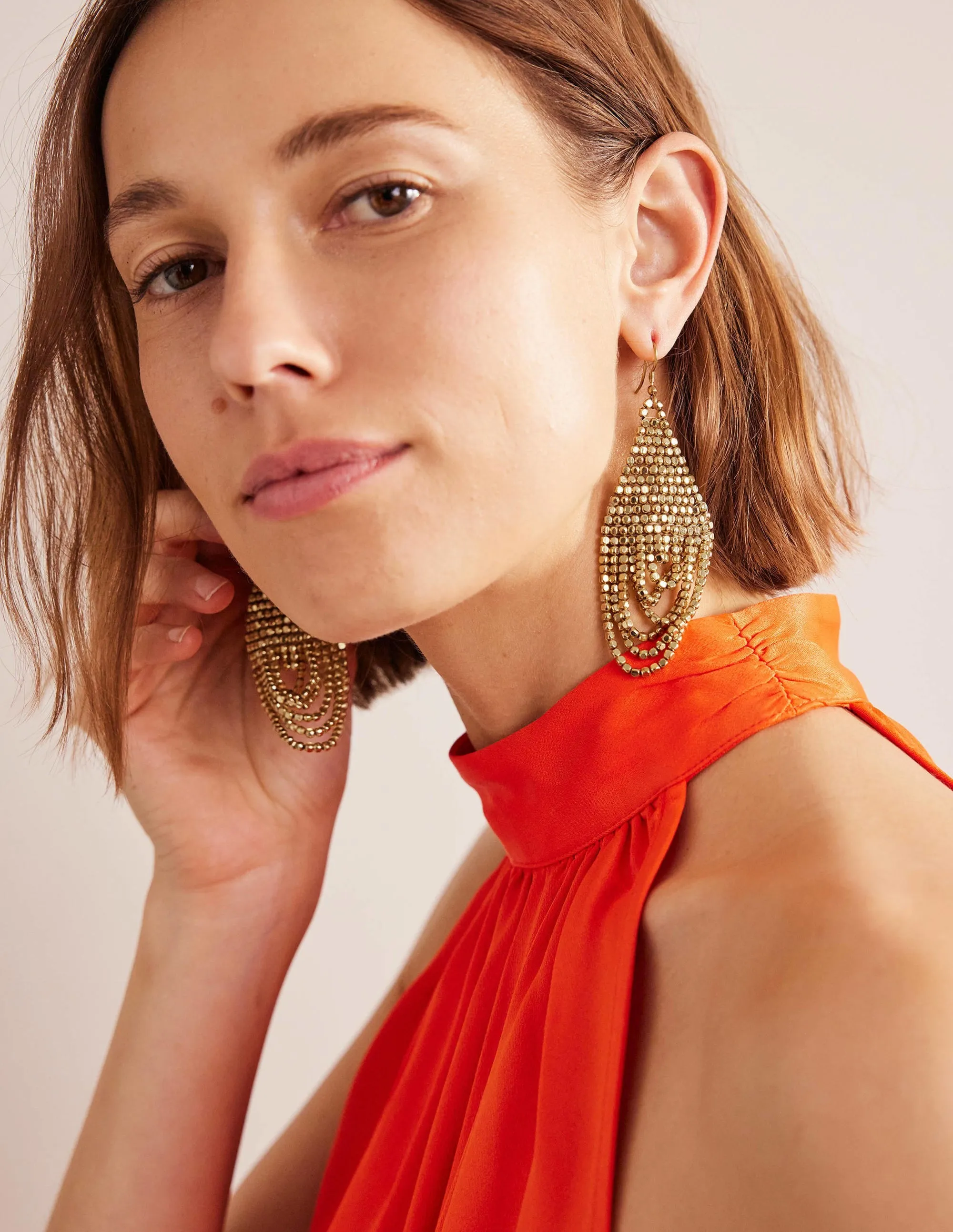 Bead Layer Earrings-Gold