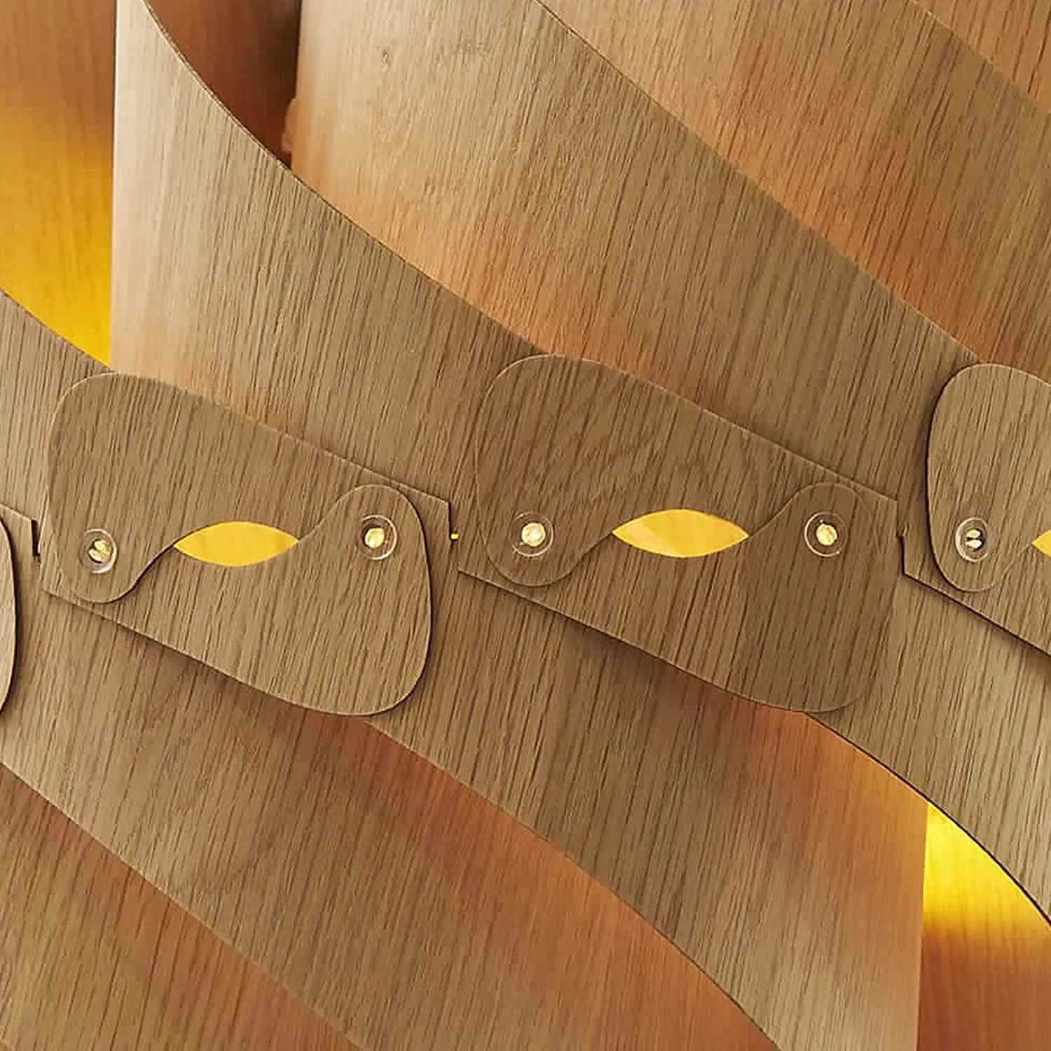 Benzara 60 Watt Swirl Design Wooden Ceiling Pendant, Oak Brown