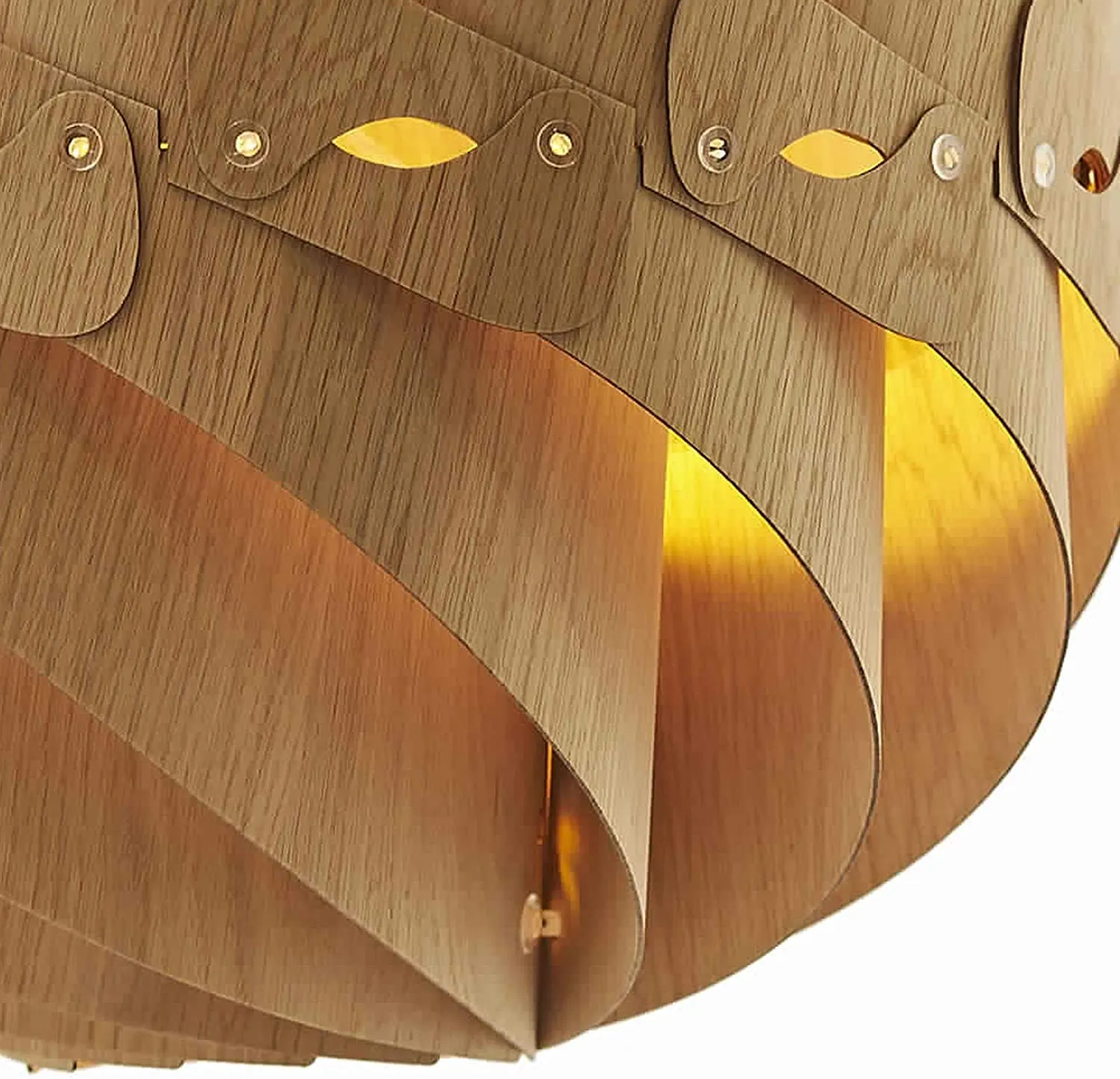 Benzara 60 Watt Swirl Design Wooden Ceiling Pendant, Oak Brown