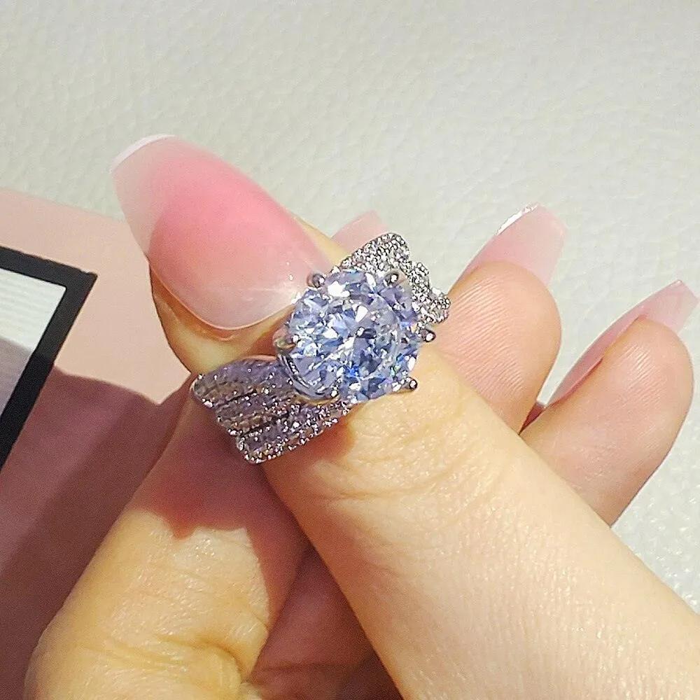 Best Selling Appealing Luxury Halo AAA  Cubic Zirconia Diamonds Fashion Rings