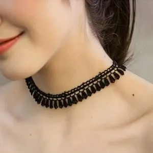 Black Lace Tassel Choker
