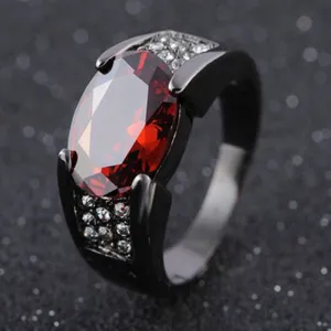 Black Ring Cross Border Red Purple Crystal Rings