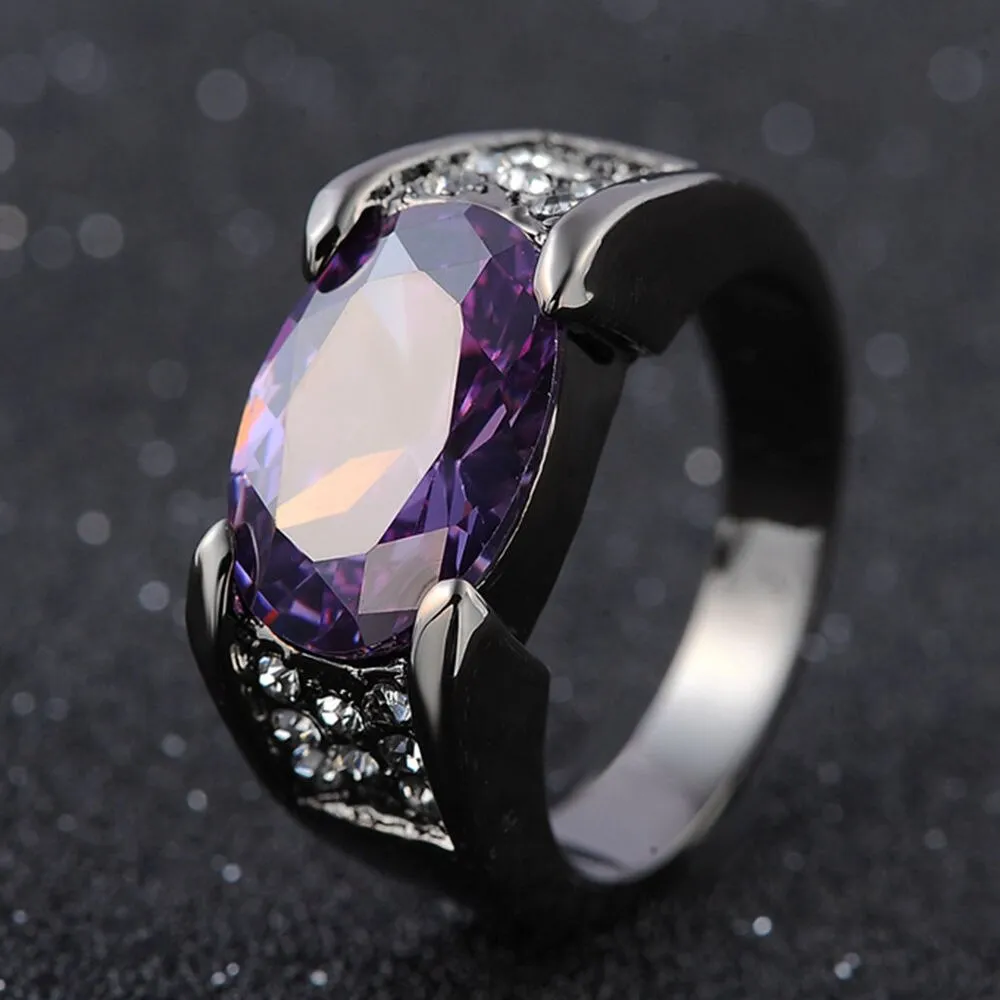 Black Ring Cross Border Red Purple Crystal Rings