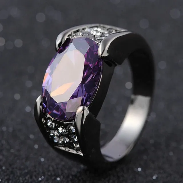 Black Ring Cross Border Red Purple Crystal Rings