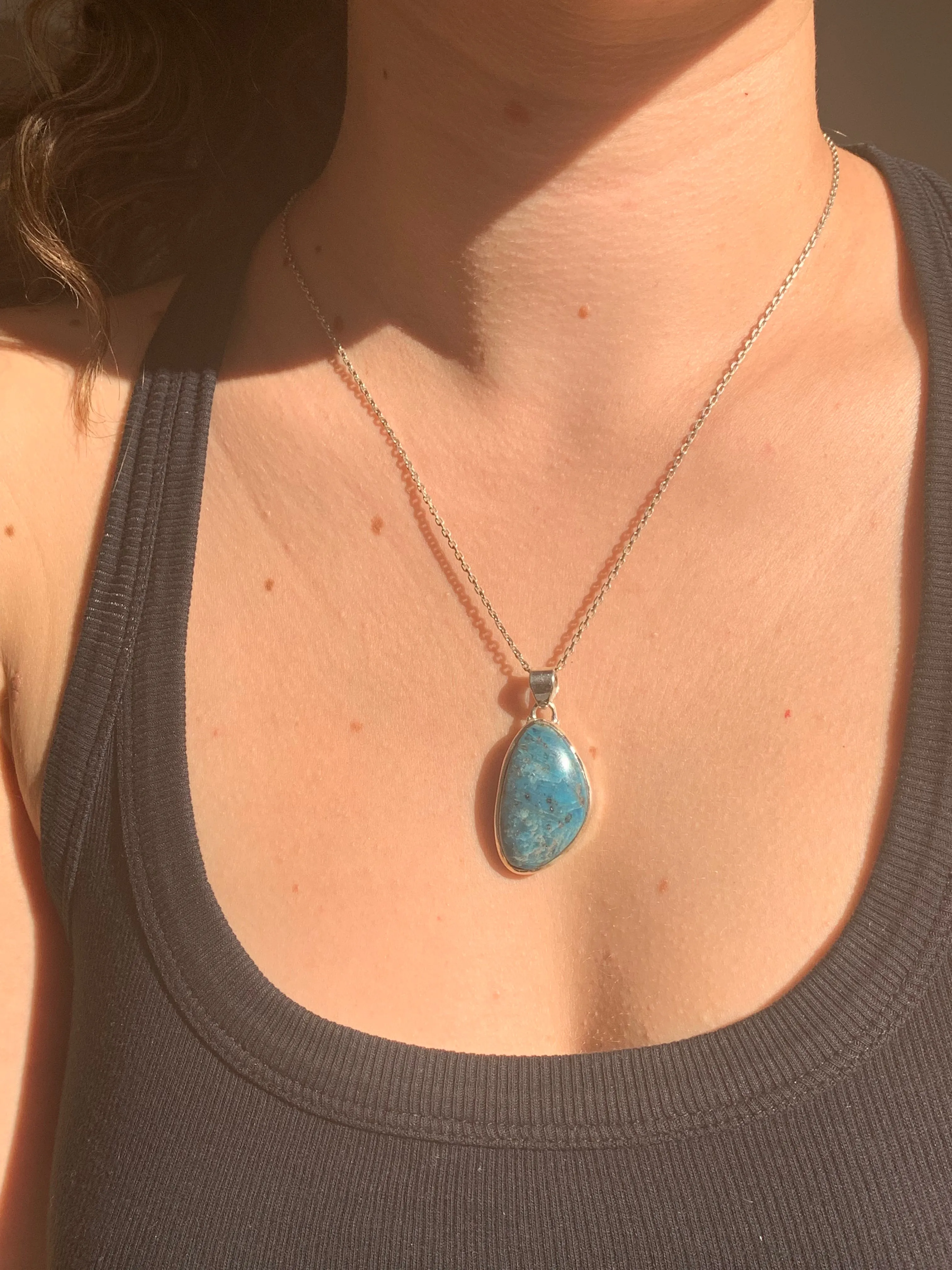Blue Apatite Naevia Pendant - Asymmetric