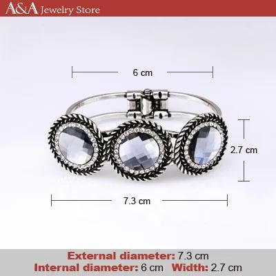 Brightly Vintage Bangles & Bracelets Black Oval Rhinestones For Women Gifts