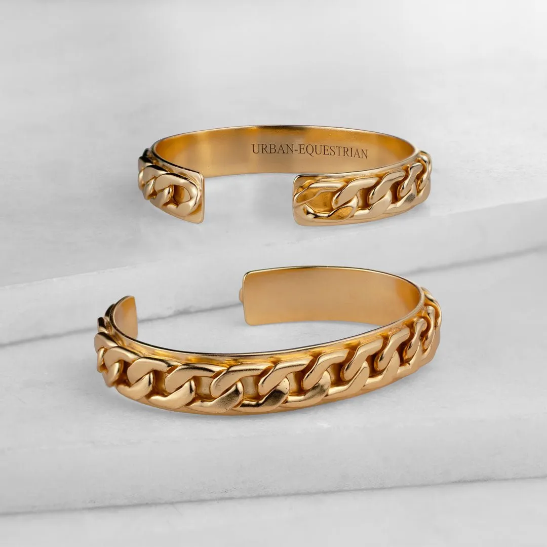 Camden - Flat and Wide Curb Chain 14K Gold Cuff Bracelet