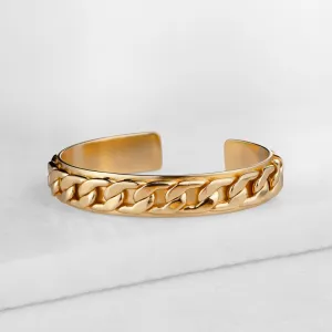 Camden - Flat and Wide Curb Chain 14K Gold Cuff Bracelet