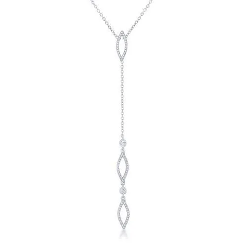 Carmela 0.6ct CZ Rhodium Classic Drop Lariat Necklace