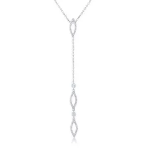 Carmela 0.6ct CZ Rhodium Classic Drop Lariat Necklace