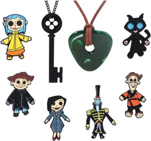 Cartoon Coraline Enamel Pins Set - Horror Movie Inspired Enamel Pins Brooch Coraline Cosplay Jewelry Halloween Christmas Gift for Women Men Fans