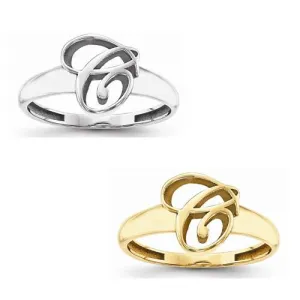 Casted High Polish Initial Ring