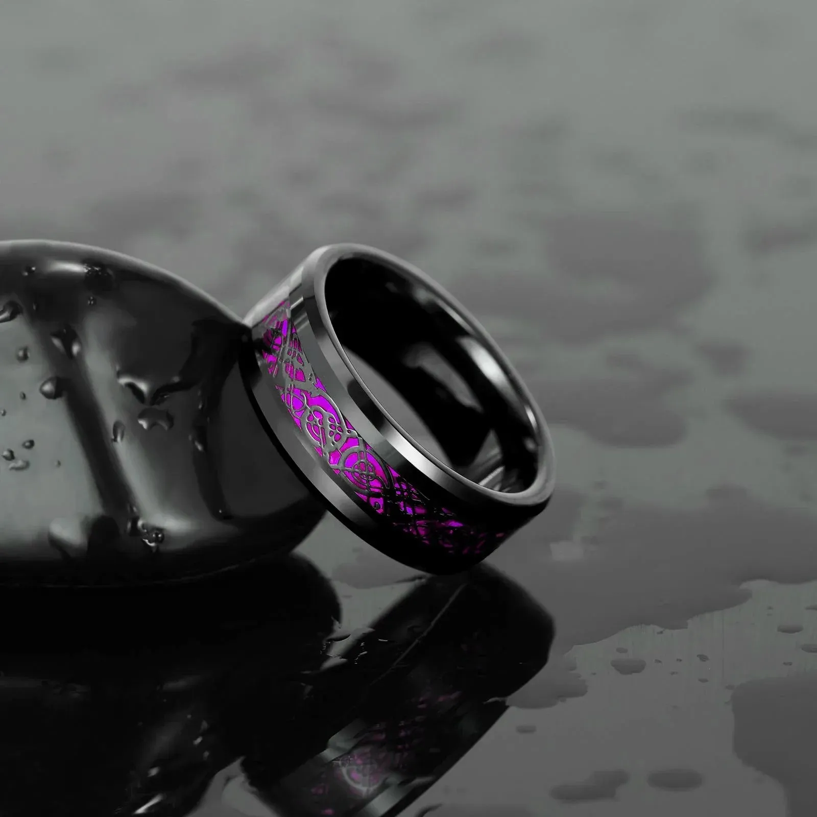 Celtic Dragon Couples Rings Set