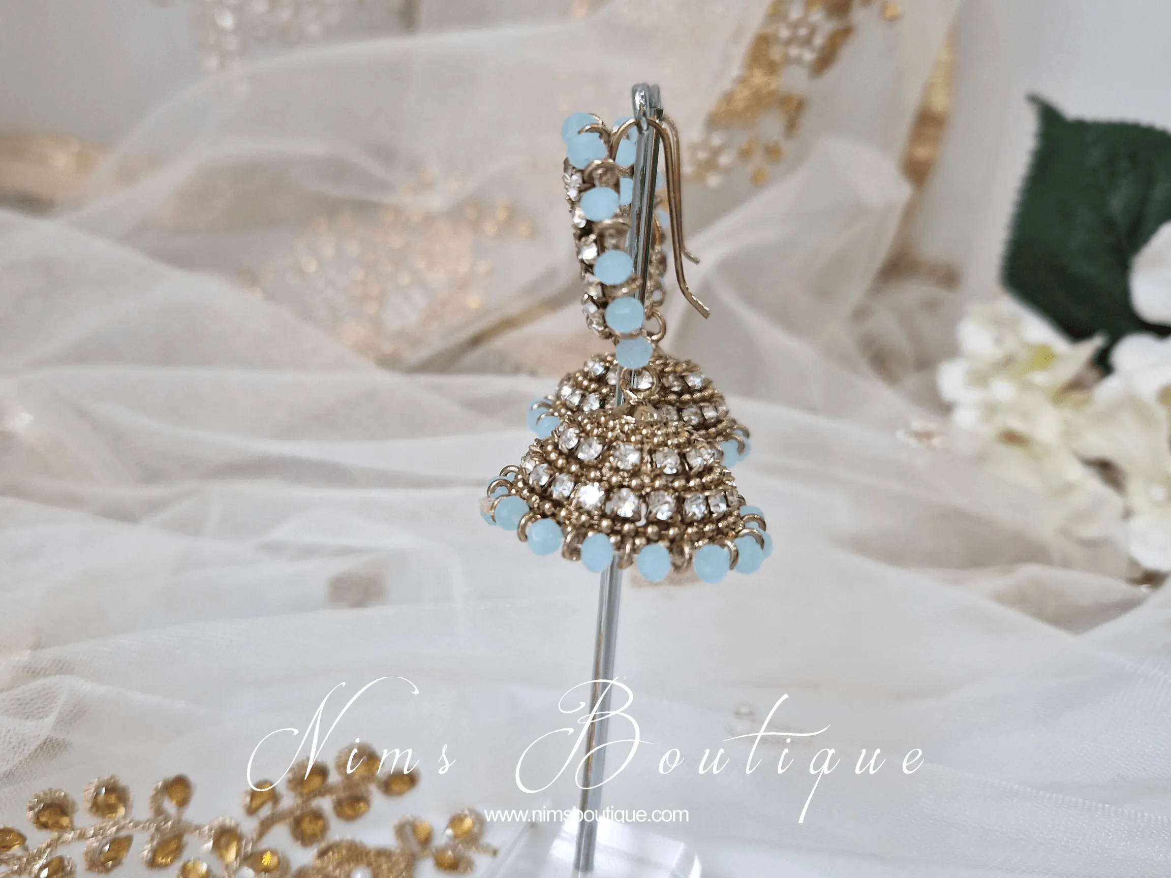 Chandni Royal Antique Gold & Light Blue Chumke