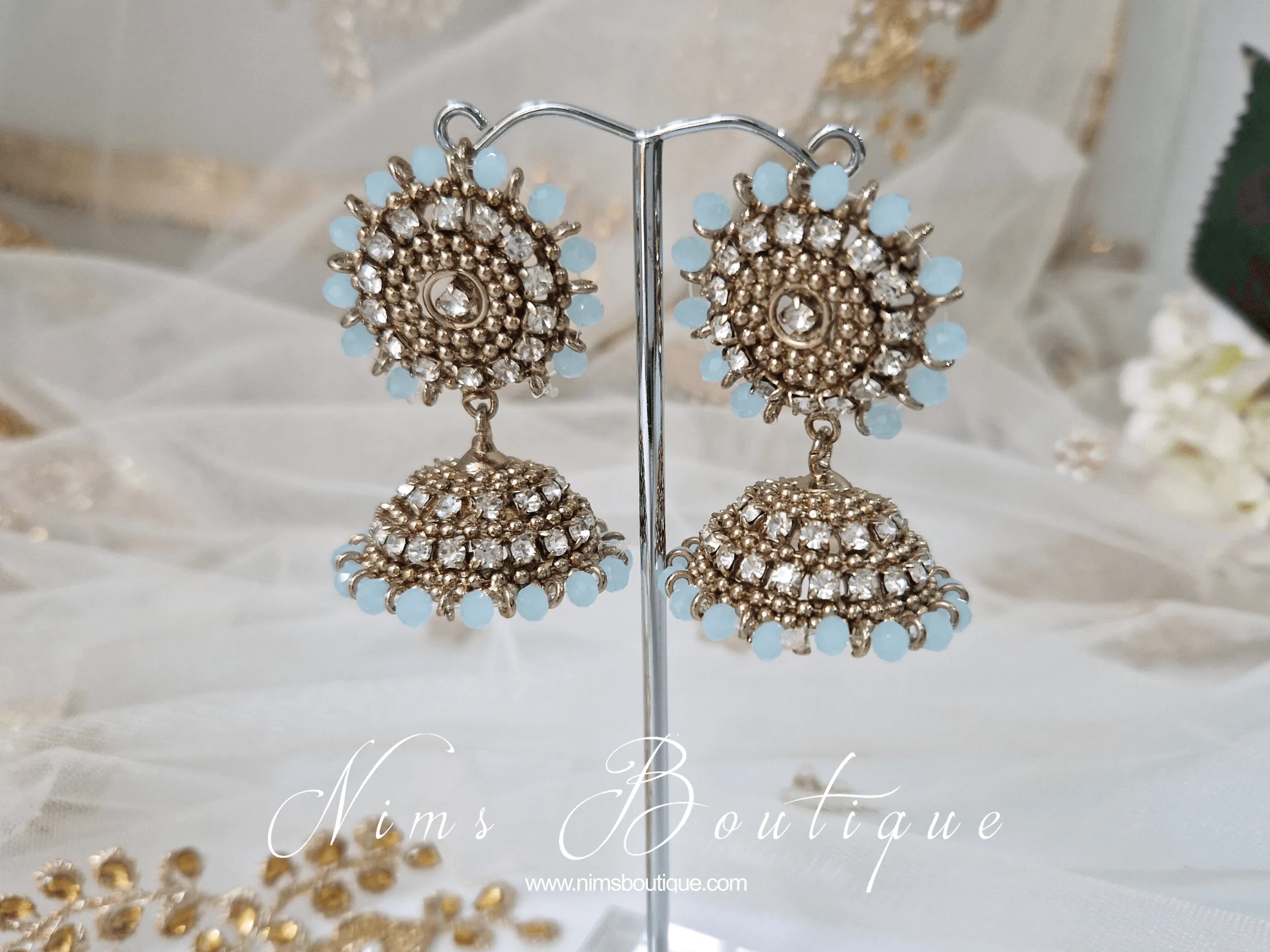 Chandni Royal Antique Gold & Light Blue Chumke