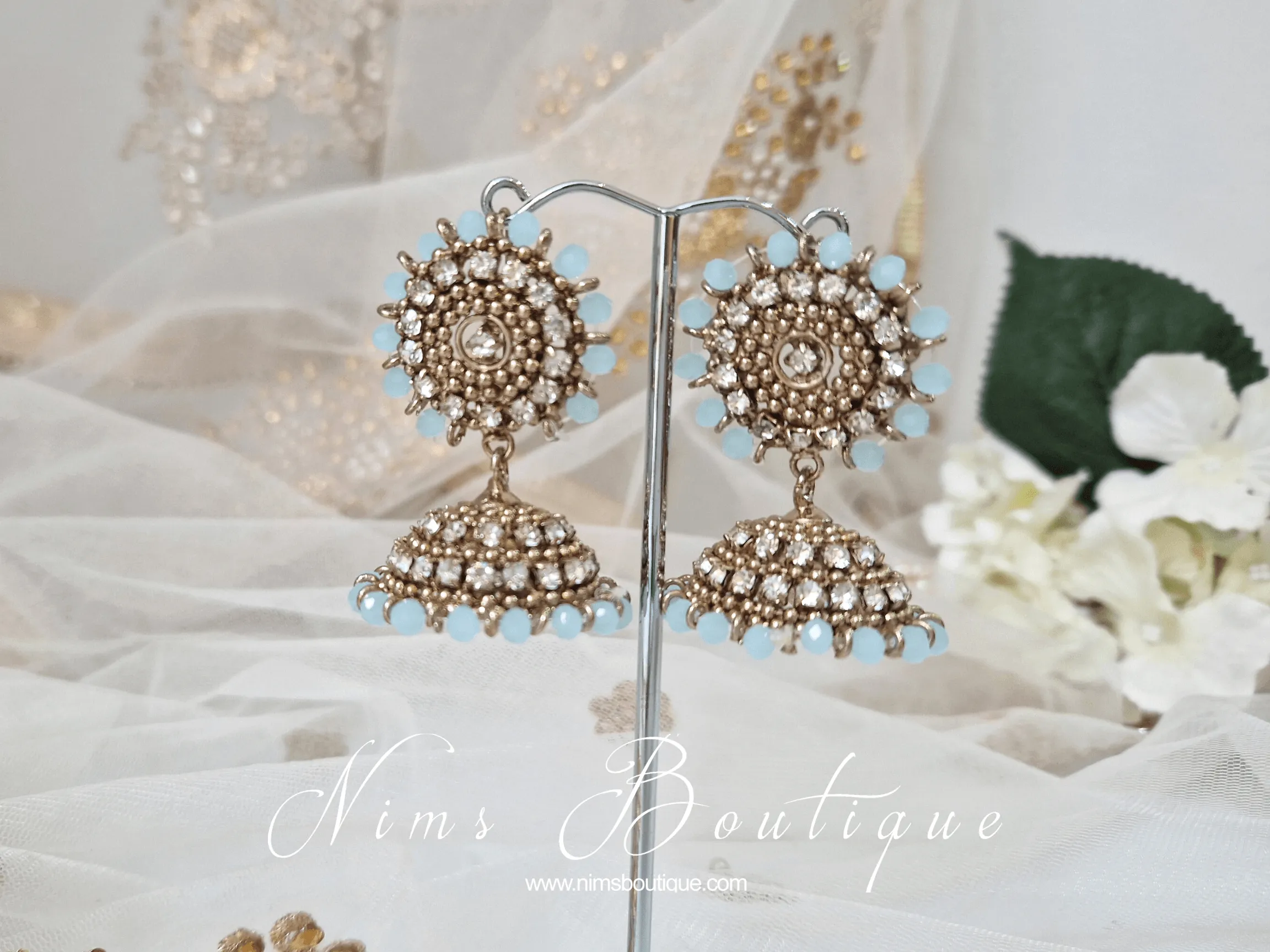 Chandni Royal Antique Gold & Light Blue Chumke