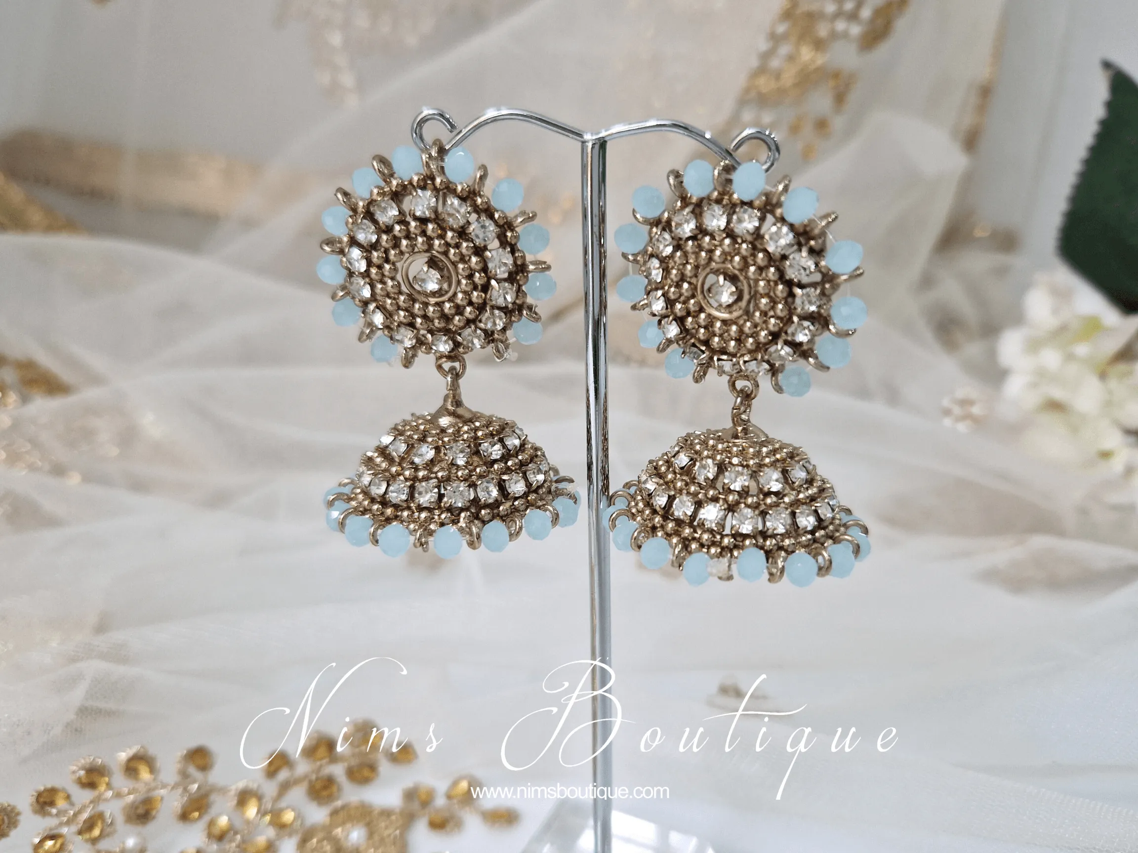 Chandni Royal Antique Gold & Light Blue Chumke