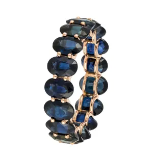 Chic and Timeless Blue Sapphire Diamond Rose Gold 18K Ring For Her
