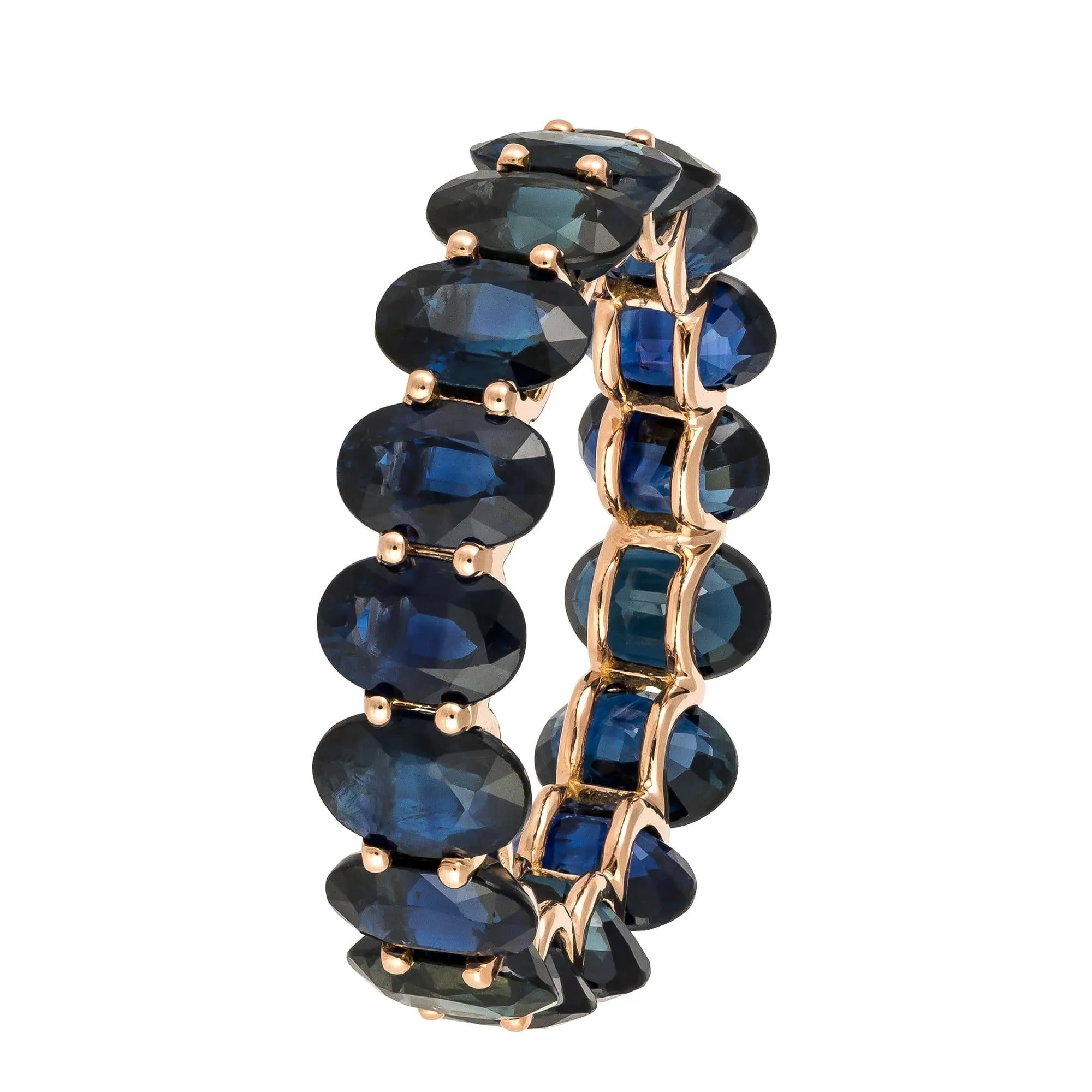 Chic and Timeless Blue Sapphire Diamond Rose Gold 18K Ring For Her