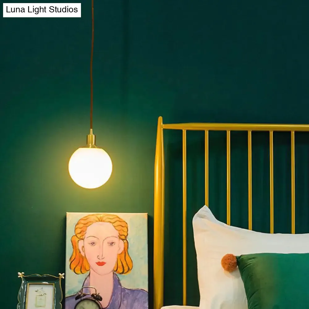 Contemporary Glass Pendant Light – Gold Spherical Design for Bedroom