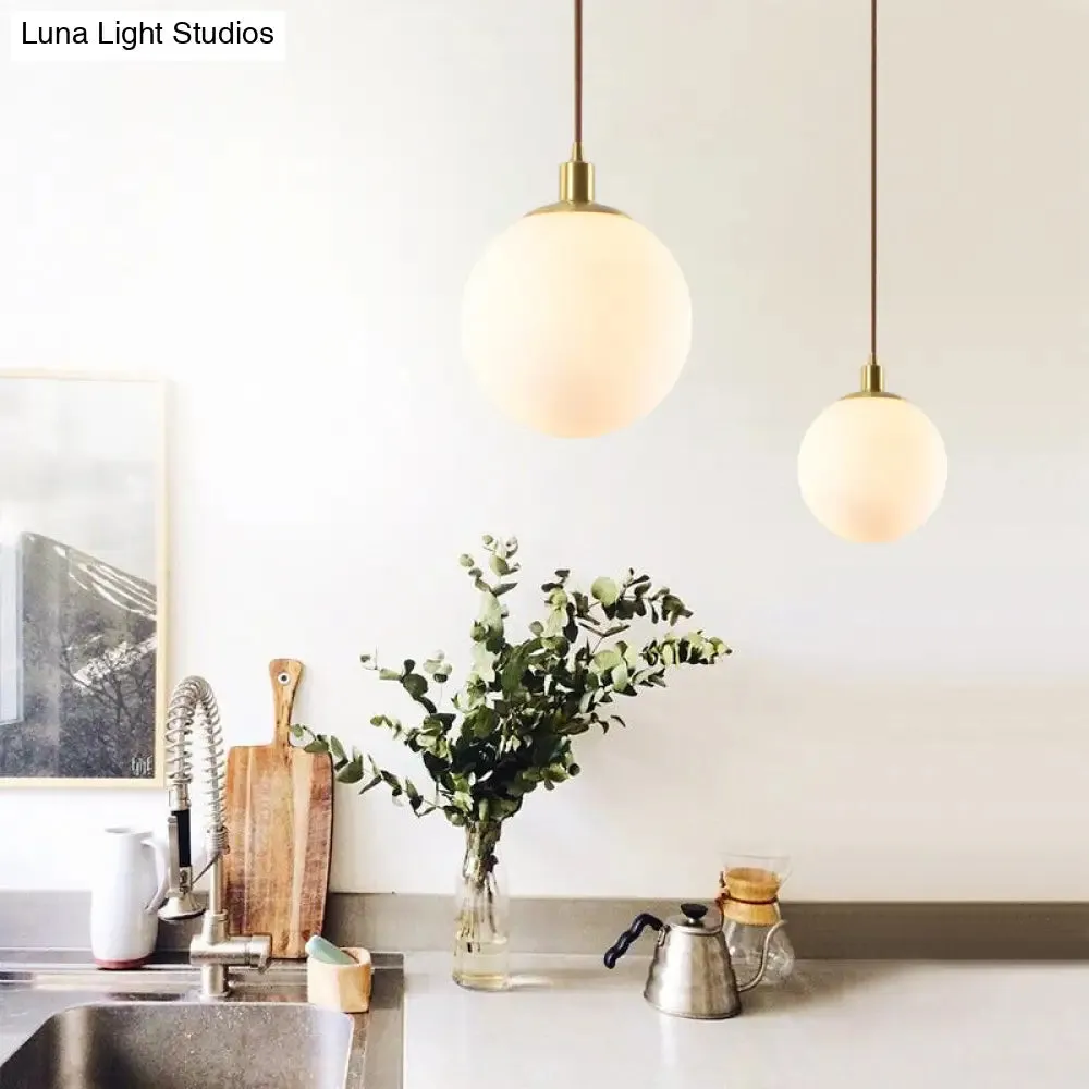 Contemporary Glass Pendant Light – Gold Spherical Design for Bedroom