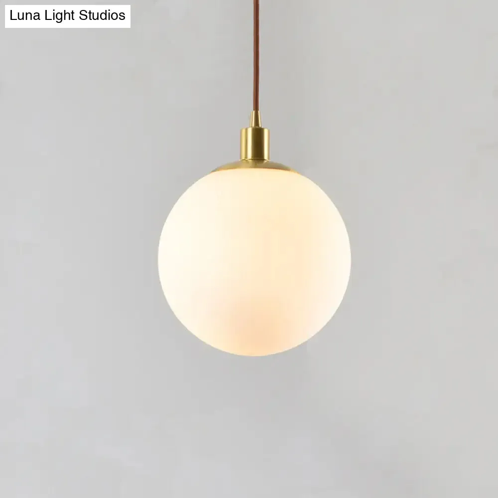 Contemporary Glass Pendant Light – Gold Spherical Design for Bedroom