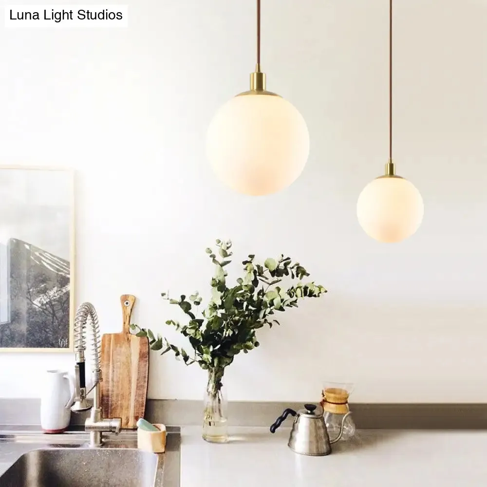 Contemporary Glass Pendant Light – Gold Spherical Design for Bedroom