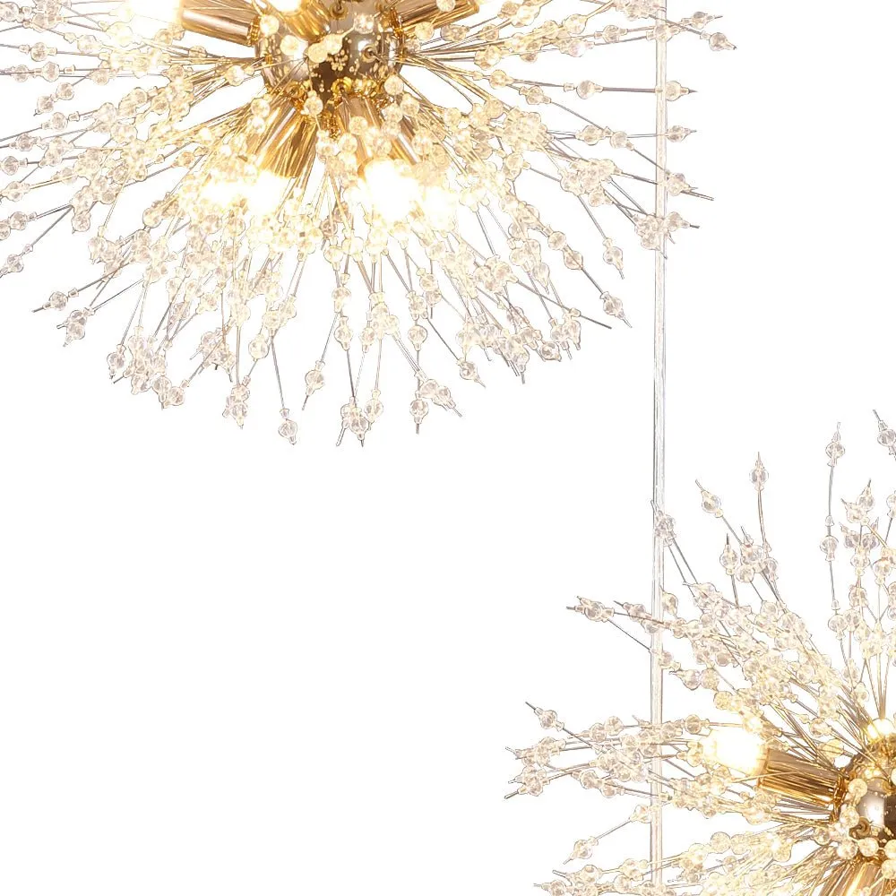 Contemporary Gold Cluster Firework Sphere Chandelier