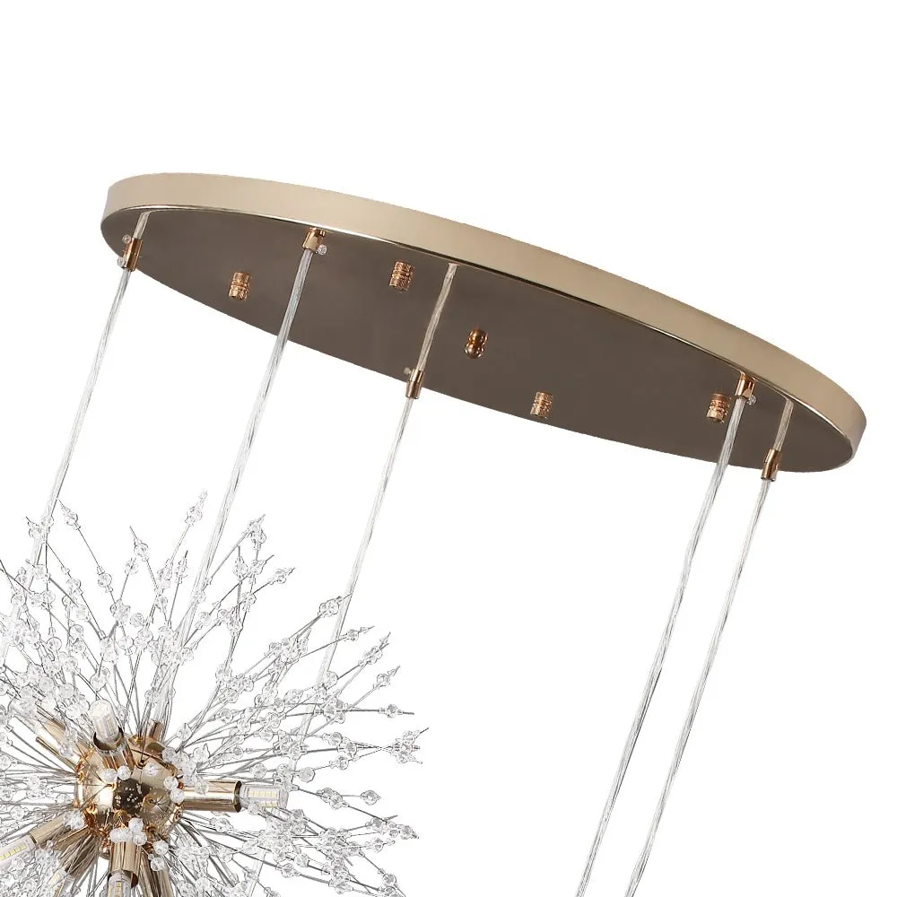 Contemporary Gold Cluster Firework Sphere Chandelier