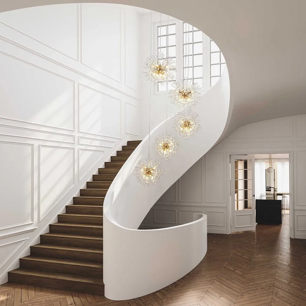 Contemporary Gold Cluster Firework Sphere Chandelier