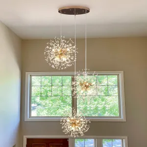 Contemporary Gold Cluster Firework Sphere Chandelier
