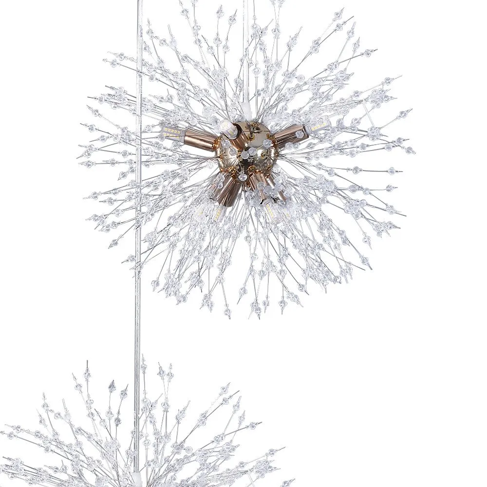 Contemporary Gold Cluster Firework Sphere Chandelier